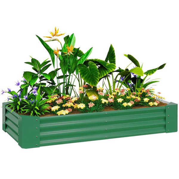 Outsunny 6 x 3 x 1-ft Green Galvanized Metal Open Bottom Raised Garden Bed