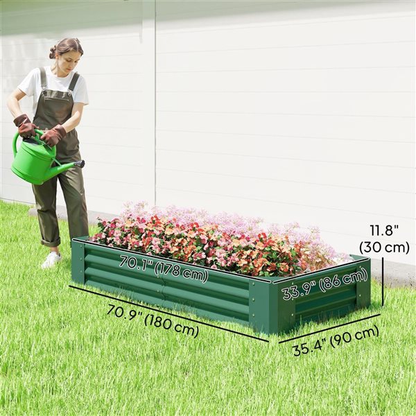 Outsunny 6 x 3 x 1-ft Green Galvanized Metal Open Bottom Raised Garden Bed