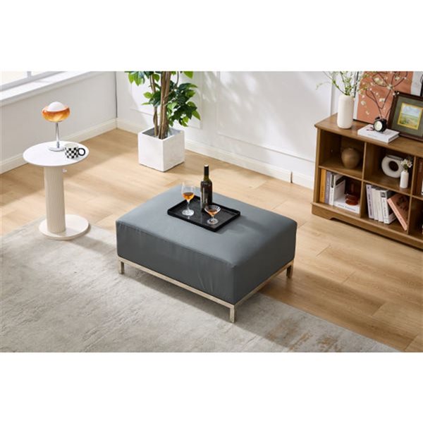 Velago OLLON Faux Leather Ottoman - Grey