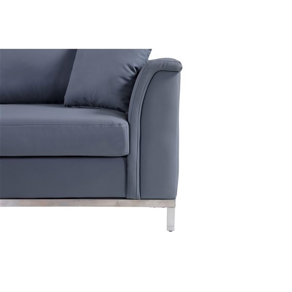 Velago OLLON Left-Facing Faux Leather Sectional Sofa w/ Ottoman - Grey