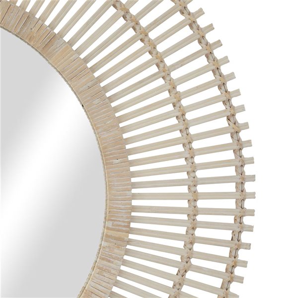 Grayson Lane Handmade Wrapped Rattan Starburst Wall Mirror - Cream