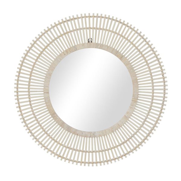 Grayson Lane Handmade Wrapped Rattan Starburst Wall Mirror - Cream