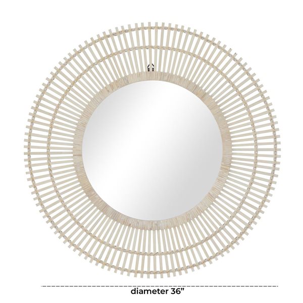 Grayson Lane Handmade Wrapped Rattan Starburst Wall Mirror - Cream