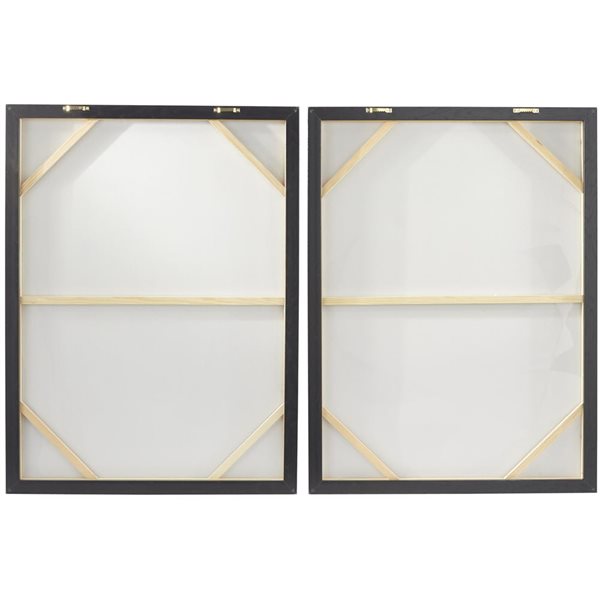 Greyson Lane Canvas Abstract Living Room Framed Wall Art w/ Black Frame - White - 2-Pack