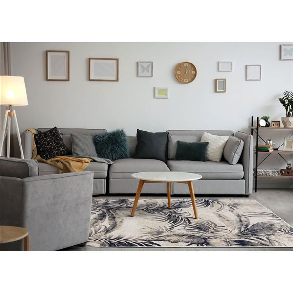 Rug Branch Callaya 5 x 8-ft Contemporary Botanical Area Rug - Cream