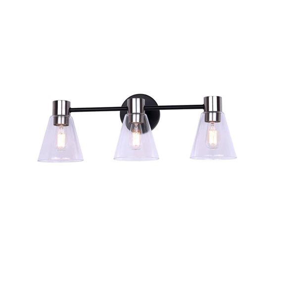 Whitfield Lighting 3-Light Vanity Light w/ Chrome Accents - Black