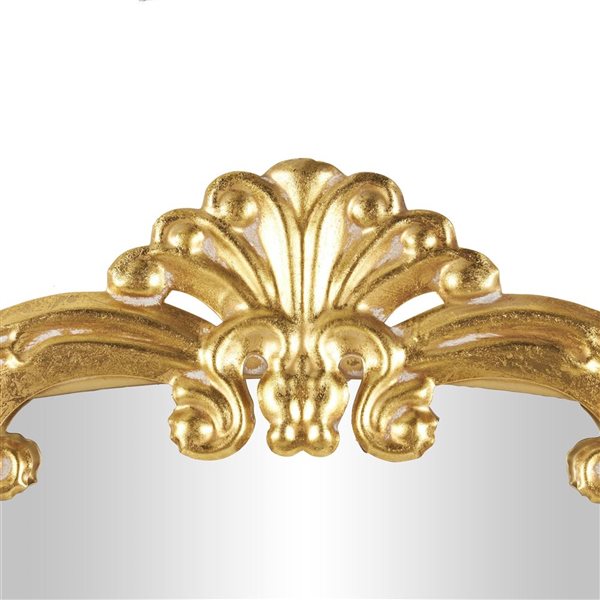 Grayson Lane Tall Ornate Arched Baroque Floor Mirror with Gold Metal Scroll Accent