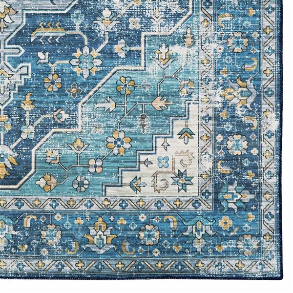 Linon Home Decor Washable Sariah 5 x 7-ft Area Rug - Teal/Ivory