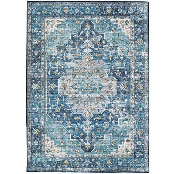 Linon Home Decor Washable Sariah 5 x 7-ft Area Rug - Teal/Ivory