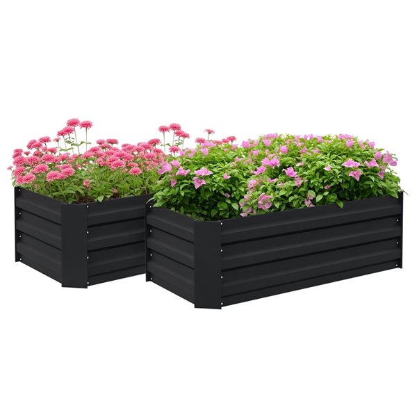 Set of 2 Outsunny 39 x 20 x 12 Raised Garden Beds - Black