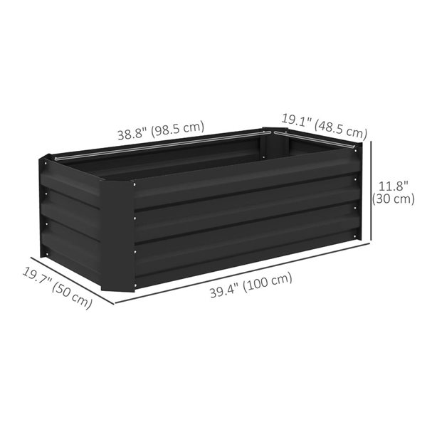 Set of 2 Outsunny 39 x 20 x 12 Raised Garden Beds - Black