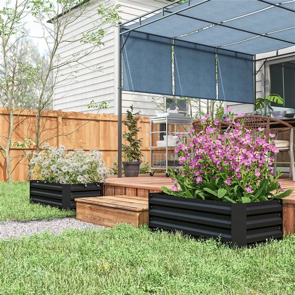 Set of 2 Outsunny 39 x 20 x 12 Raised Garden Beds - Black