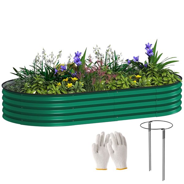 Outsunny Raised Metal Garden Bed 6 x 3 x 1-ft - Green