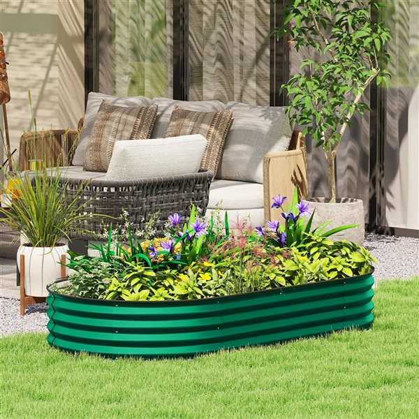Outsunny Raised Metal Garden Bed 6 x 3 x 1-ft - Green