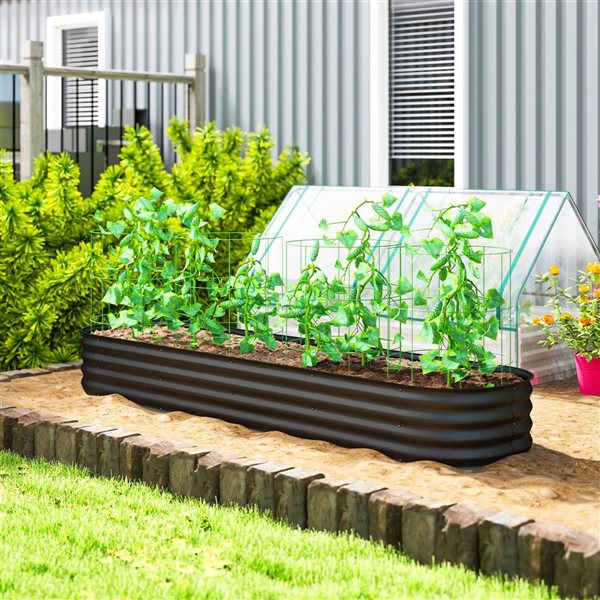 Outsunny Galvanized Raised Garden Bed 7.9 x 2 x 1-ft - Black