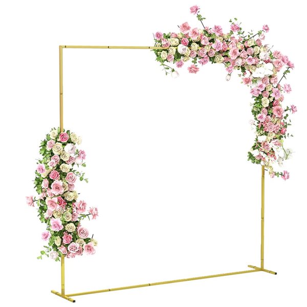 Outsunny 6.6-ft Wedding Arch Backdrop Metal Frame - Gold
