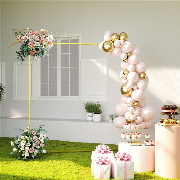 Outsunny 6.6-ft Wedding Arch Backdrop Metal Frame - Gold