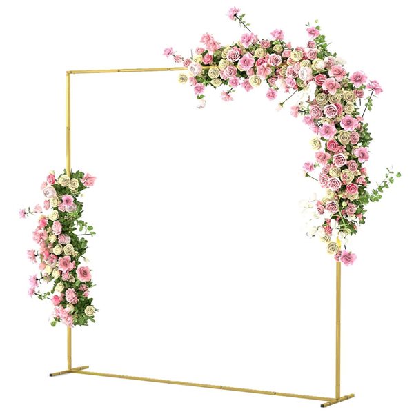 Outsunny 6.6-ft Wedding Arch Backdrop Metal Frame - Gold