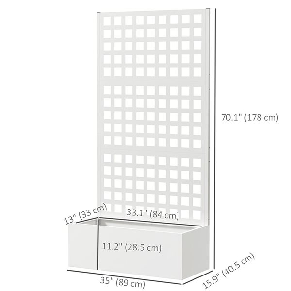 Outsunny Galvanized Raised Garden Bed w/ Trellis 35 x 16 x 70-in - White