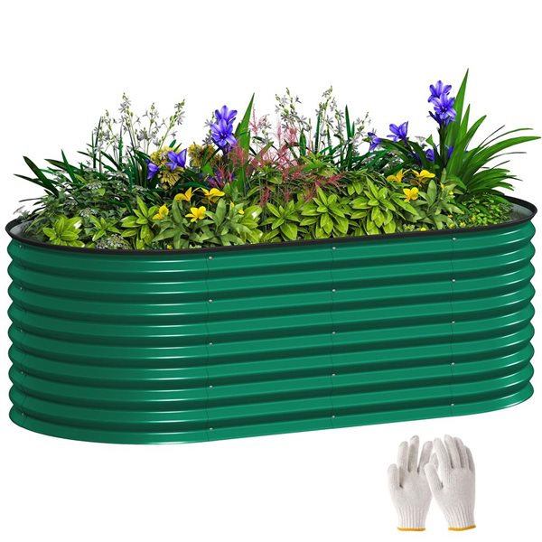 Outsunny 5 x 2.5 x 2 ft Galvanized Raised Garden Bed Kit - Dark Green