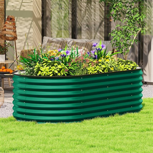 Outsunny 5 x 2.5 x 2 ft Galvanized Raised Garden Bed Kit - Dark Green