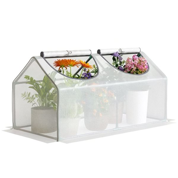 Mini Rona Mini serre tunnel portable Outsunny, blanc 845-368V02WT | RONA
