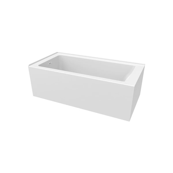 DreamLine Nevia 60 x 36-in White Acrylic Right Corner Right-Hand Drain Bathtub with Linear Overflow