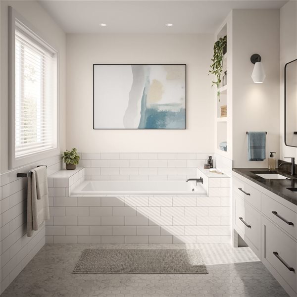 DreamLine Nevia 60 x 32-in White Acrylic Alcove Right-Hand Drain Bathtub
