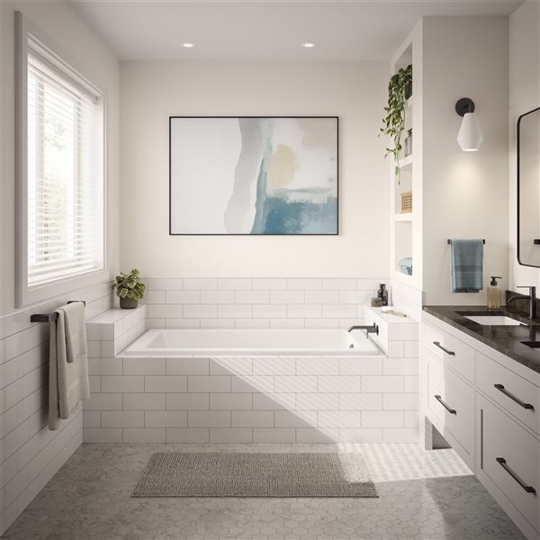DreamLine Nevia 60 x 30-in White Acrylic Drop-in White End Drain Bathtub