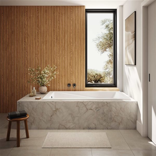 DreamLine Amavi 60 x 32-in White Acrylic Drop-in White End Drain Bathtub