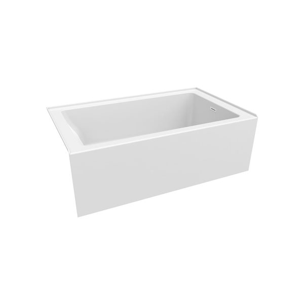 DreamLine Nevia 60 x 32-in White Acrylic Alcove Right-Hand Drain Bathtub with Linear Overflow