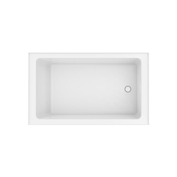 DreamLine Nevia 60 x 32-in White Acrylic Alcove Right-Hand Drain Bathtub with Linear Overflow