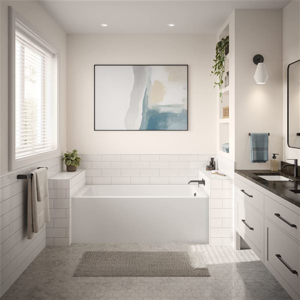 DreamLine Nevia 60 x 36-in White Acrylic Alcove Right-Hand Drain Bathtub