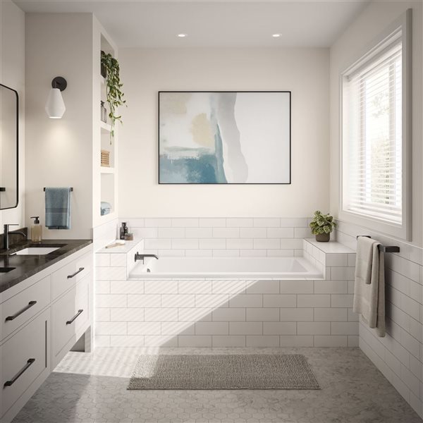 DreamLine Nevia 60 x 30-in White Acrylic Alcove Left-Hand Drain Bathtub