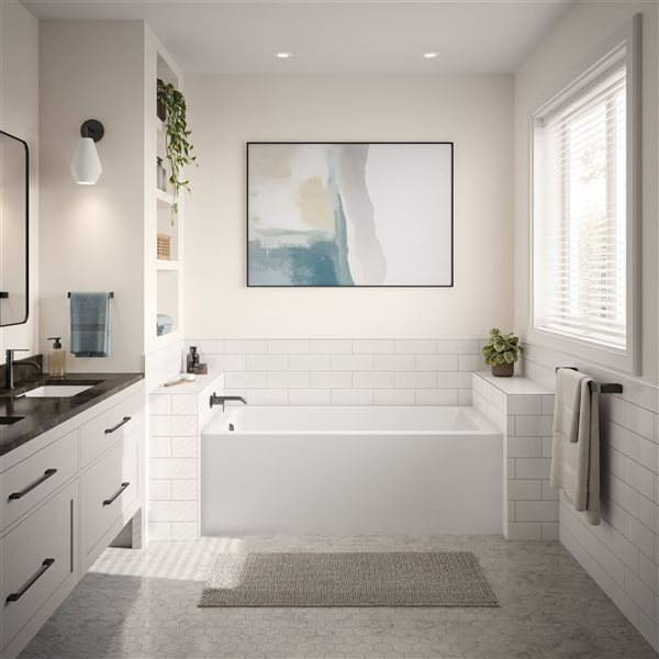 DreamLine Nevia 60 x 30-in White Acrylic Alcove Left-Hand Drain Bathtub