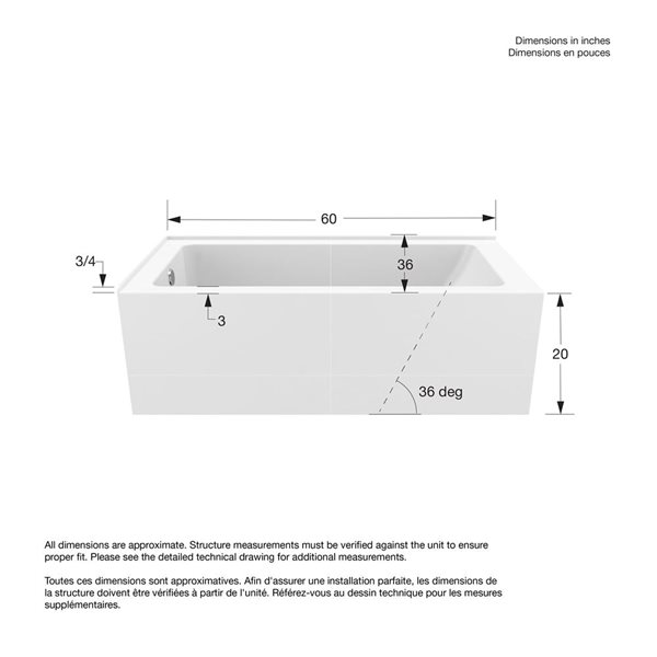 DreamLine Nevia 60 x 36-in White Acrylic Left Corner Left-Hand Drain Bathtub