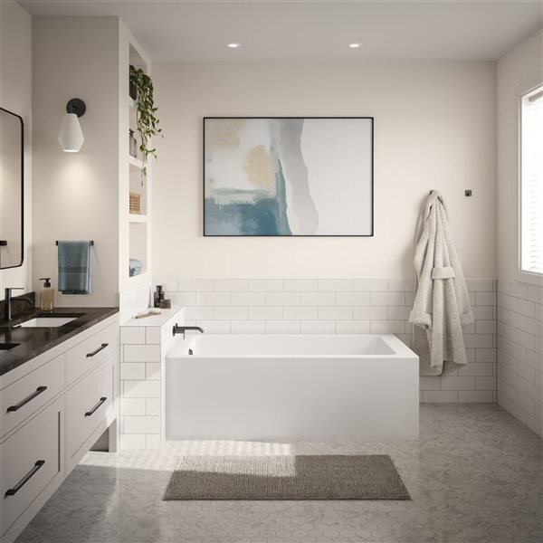 DreamLine Nevia 60 x 36-in White Acrylic Left Corner Left-Hand Drain Bathtub