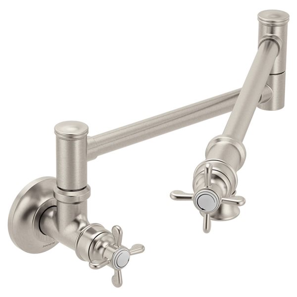 MOEN Weymouth Traditional Pot Filler SRS 2-Handle Kitchen Faucet - Stainless Steel