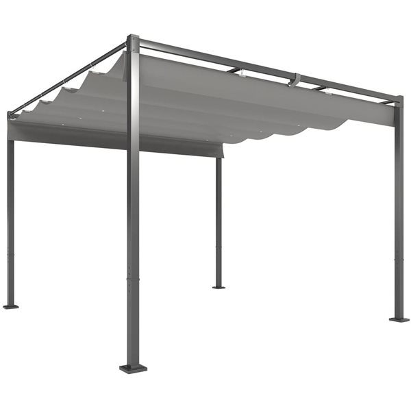 Outsunny 10' x 10' Outdoor Gazebo, Retractable Pergola Canopy, Grey