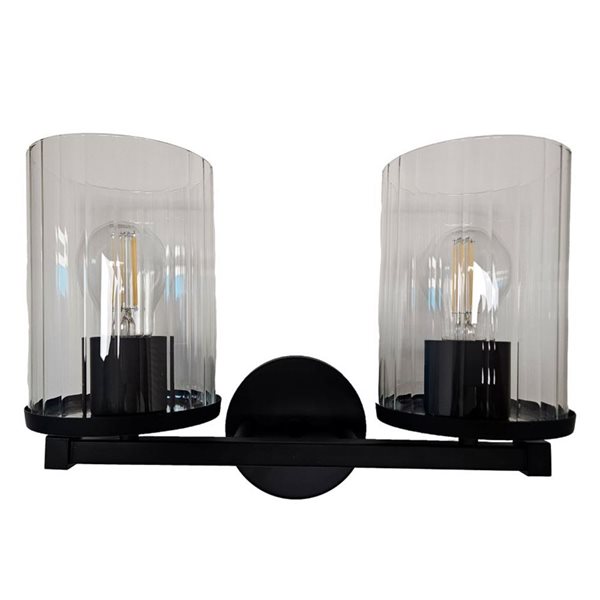 Whitfield Lighting Linette 2-Light Vanity Light w/ Clear Glass - Black