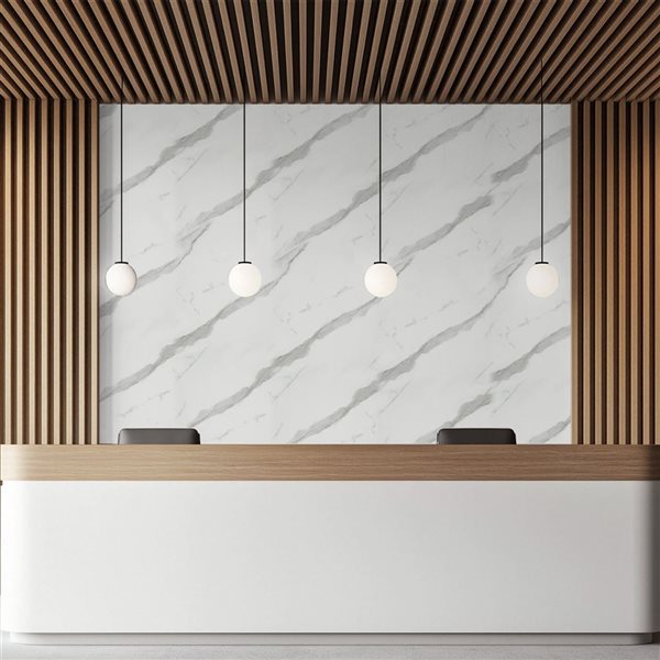 Dundee Deco 17‑ft² 24‑in x 9‑ft White, Grey Veins Faux Marble Peel & Stick Wallpaper Panel