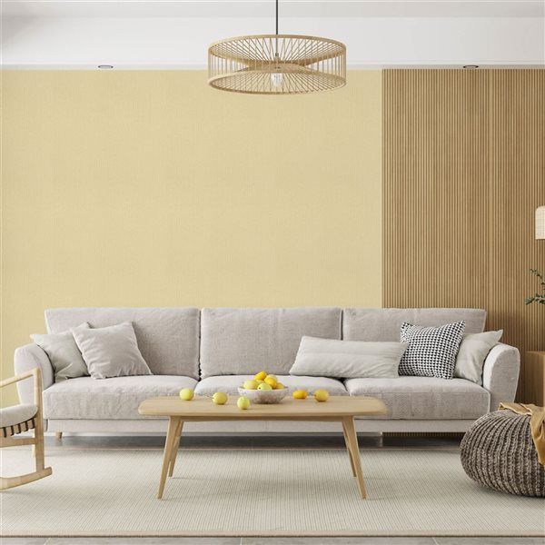 Dundee Deco 18‑ft² 24‑in x 9‑ft Yellow Beige Faux Stone Peel & Stick Textured Wallpaper Panel