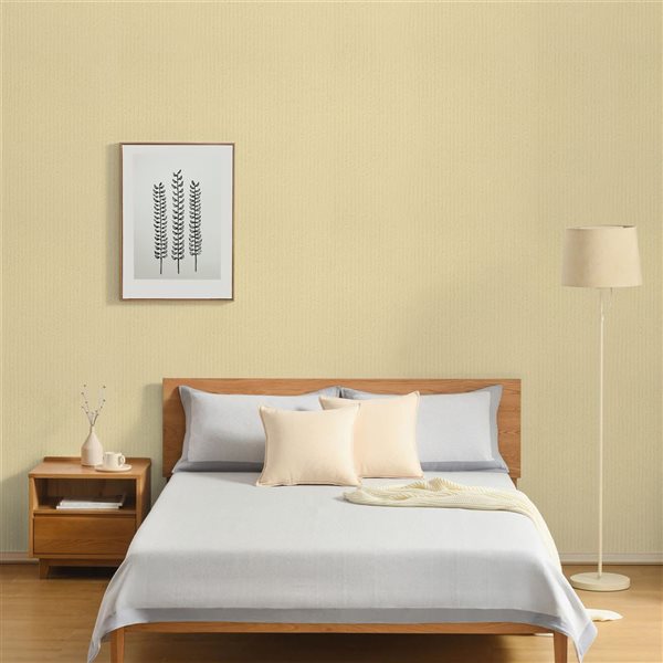 Dundee Deco 18‑ft² 24‑in x 9‑ft Yellow Beige Faux Stone Peel & Stick Textured Wallpaper Panel