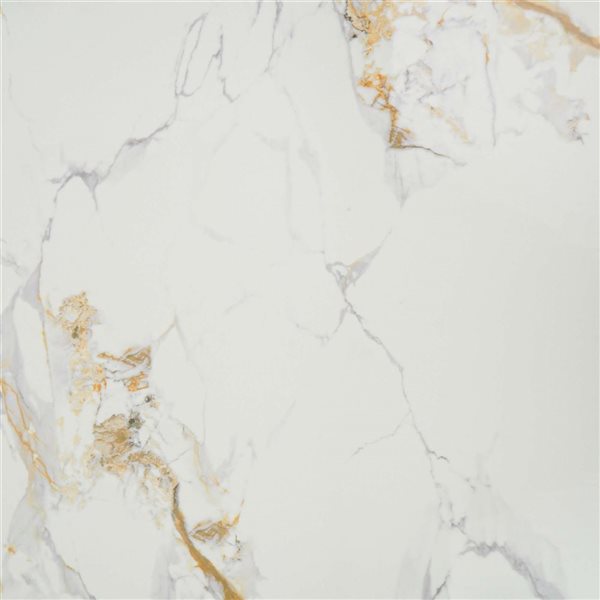 Dundee Deco 17‑ft² 24‑in x 9‑ft White, Grey Gold Veins Faux Marble Peel & Stick Wallpaper Panel