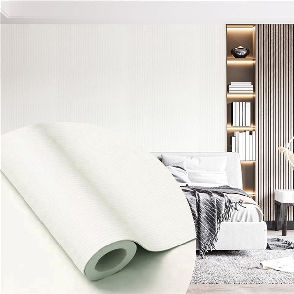 Dundee Deco 18‑ft² 24‑in x 9‑ft White Faux Stone Peel & Stick Textured Wallpaper Panel
