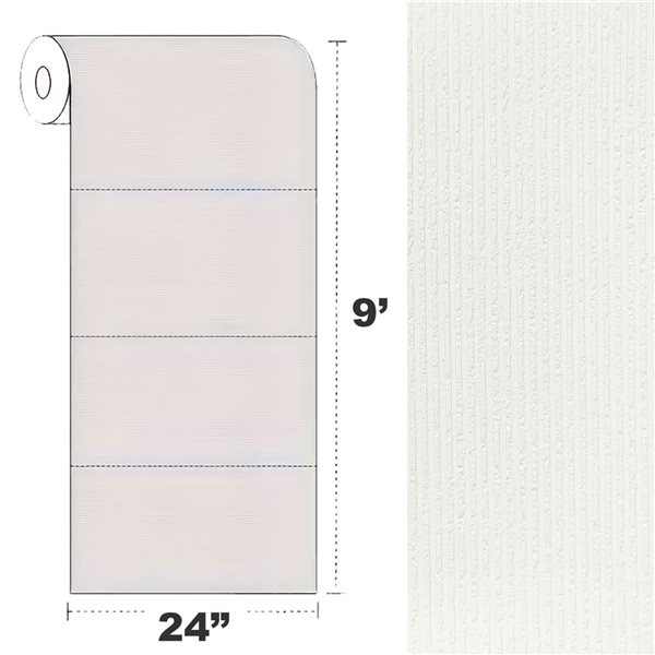 Dundee Deco 18‑ft² 24‑in x 9‑ft White Faux Stone Peel & Stick Textured Wallpaper Panel