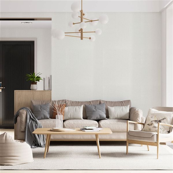 Dundee Deco 18‑ft² 24‑in x 9‑ft White Faux Stone Peel & Stick Textured Wallpaper Panel