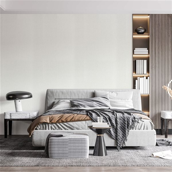 Dundee Deco 18‑ft² 24‑in x 9‑ft White Faux Stone Peel & Stick Textured Wallpaper Panel