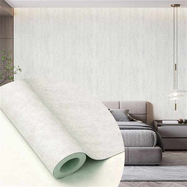 Dundee Deco 18‑ft² 24‑in x 9‑ft Light Grey Faux Stone Peel & Stick Textured Wallpaper Panel