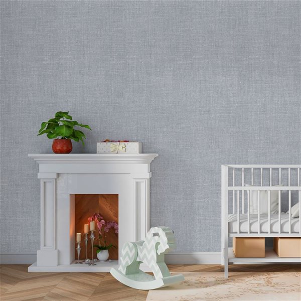 Dundee Deco 18‑ft² 24‑in x 9‑ft Grey Faux Fabric Peel & Stick Textured Wallpaper Panel